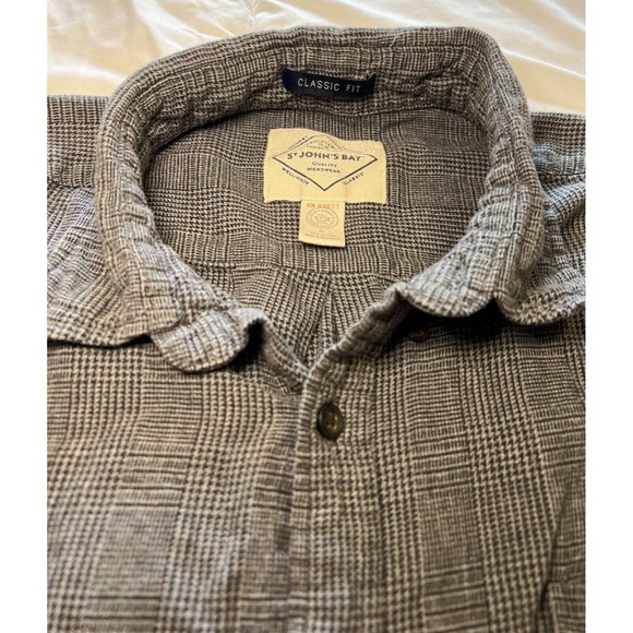 St. John's Bay Men's Gray Black Flannel Classic Fit Button Down Shirt Size XL - Picture 7 of 8